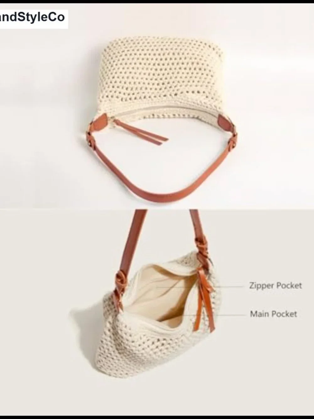 Handwoven Cotton Crochet String Bag Summer Beach Shoulder Bag